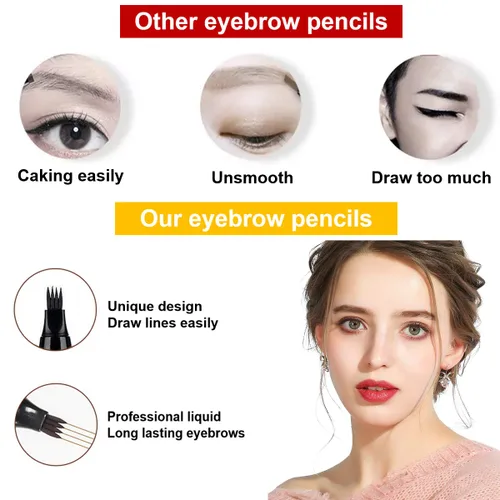 Vista 2 de 3 lápices de cejas negros para mujer, impermeables, de larga duración, lápiz de cejas Microblading para cejas fácil crear maquillaje natural de cejas