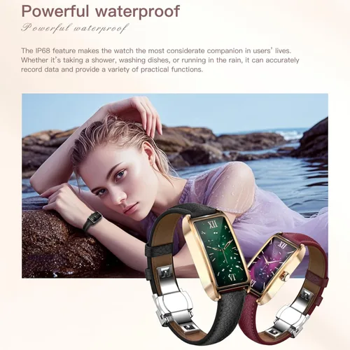 Vista 8 de Amoled Laies - Reloj inteligente para mujer, reloj inteligente con correa de piel, monitor de ritmo cardíaco, estrés, sueño, 12 modos deportivos