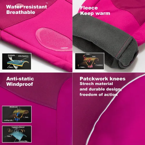 Vista 3 de Pantalones de nieve para niños, forro polar cálido, esquí, senderismo, snowboard, pantalones para niños y niñas, impermeables, resistentes al viento
