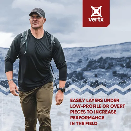 Vista 5 de Vertx Mens Long Sleeve Tactical T Shirt, Athletic Workout Hunting Hiking Sport, Pull On Longline Style, Semi Compression Fit