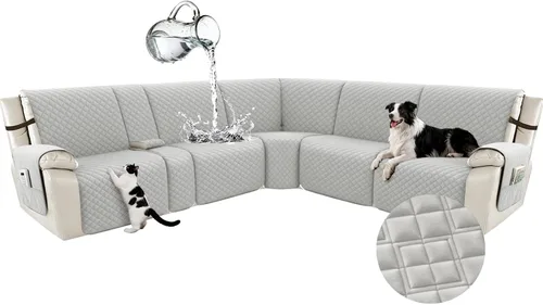 Vista 33 de Arfntevss Fundas para sofá seccional reclinable para sofá seccional en forma de L, funda antideslizante lavable para sofá reclinable con forma de L