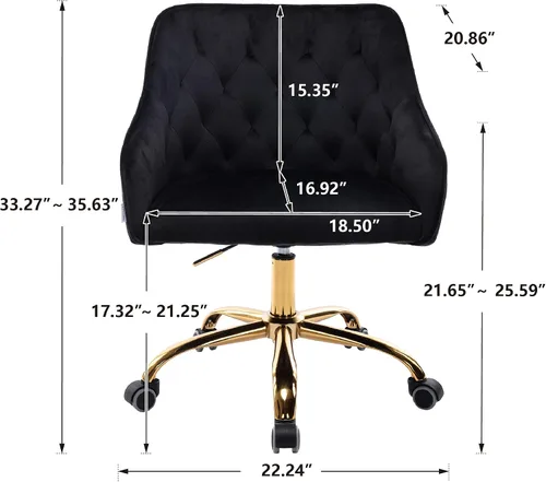 Vista 2 de HomSof Silla de escritorio de oficina en casa Silla moderna de terciopelo para computadora, altura ajustable, con respaldo medio