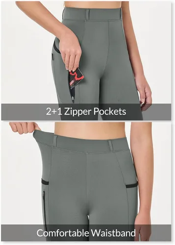 Vista 3 de baleaf Pantalones de equitación para niñas, pantalones ecuestres con trabillas para cinturón, parche en la rodilla, mallas escolares juveniles