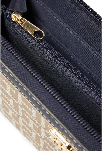 Vista 3 de Tommy Hilfiger Liv II - Cartera con cremallera y monograma cuadrado, color caqui, talla única, Caqui Tonal, Liv II - Cartera cuadrada con cremallera