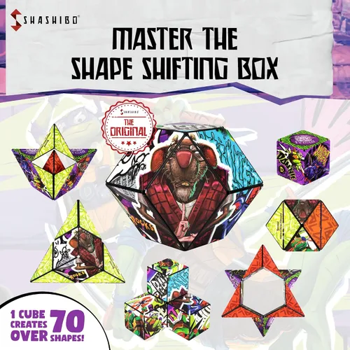 Vista 4 de SHASHIBO Caja de cambio de forma de tortugas ninja mutantes adolescentes: cubo magnético STEM que se transforma en más de 100 formas, descarga