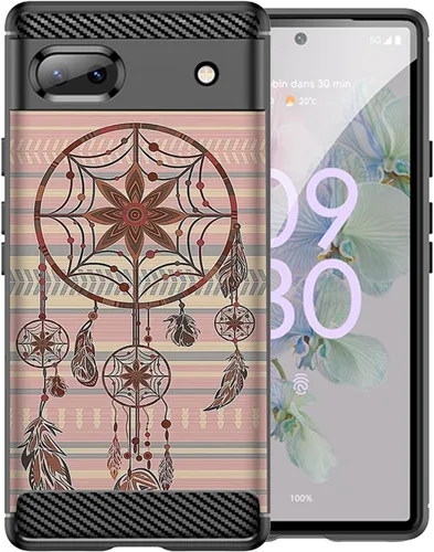 Vista 8 de CasesOnDeck Case Compatible with [Google Pixel 6A (2022) / Pixel 6A Case] Soft TPU Bumper Cover Carbon Fiber Texture Flexible (Blue Western)