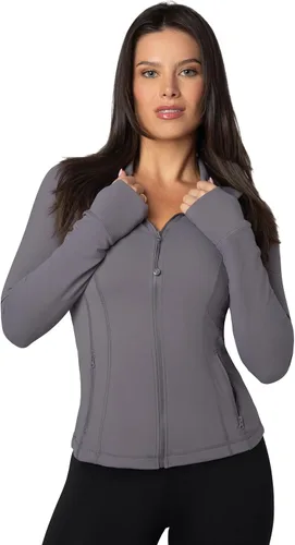Vista 22 de 90 Degree By Reflex Chaqueta ligera atlética con cremallera completa, ajuste delgado, para correr, con aberturas para los pulgares Negro