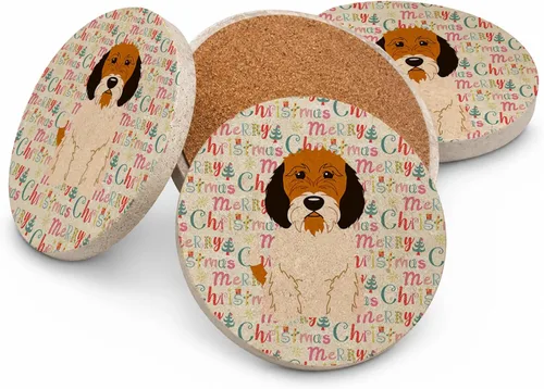 Vista 106 de Abyssinian Sand Terrier Merry Christmas - Posavasos grandes de piedra arenisca (4 unidades)