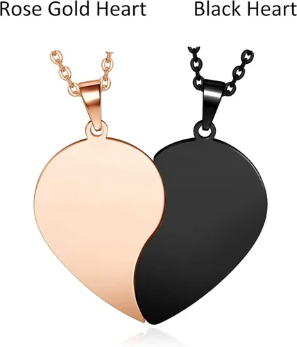 Vista 3 de Zysta Collares personalizados de rompecabezas de corazón a juego para parejas novio novia mujeres hombres yinyang para parejas collar con colgante
