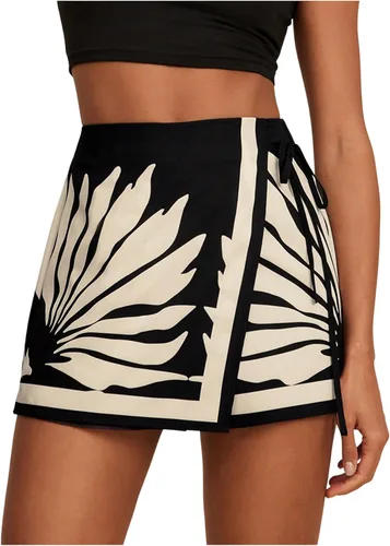 Vista 40 de SweatyRocks Mini faldas bohemias para mujer, pantalones cortos florales con Negro