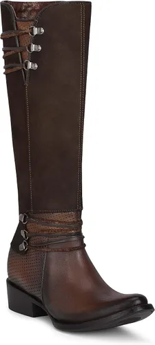 Vista 2 de Cuadra Botas altas para mujer en piel auténtica con cremallera marrón