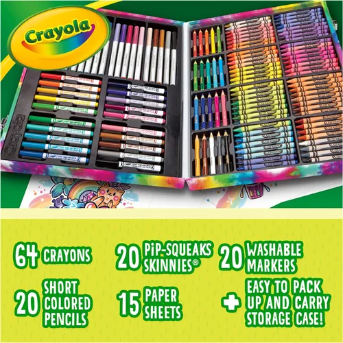 Vista 9 de Estuche de Arte Crayola Inspiration - Juego de Colorear Tie-Dye (140 piezas), Set de Suministros de Arte para Niños, Kit de Dibujo de Viaje, Regalo