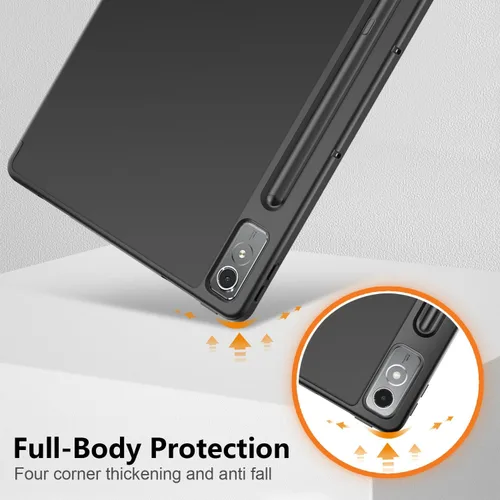 Vista 6 de Funda para Lenovo Tab p12 12.7 pulgadas 2023 TB-370FU, carcasa trasera de TPU suave delgada inteligente con cubierta de soporte multiángulo