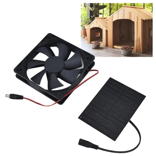 Vista 5 de Ventilador de panel solar de 3 W, ventilador alimentado por panel solar, mini ventilador para gallineros, invernaderos, cobertizos, casas de mascotas
