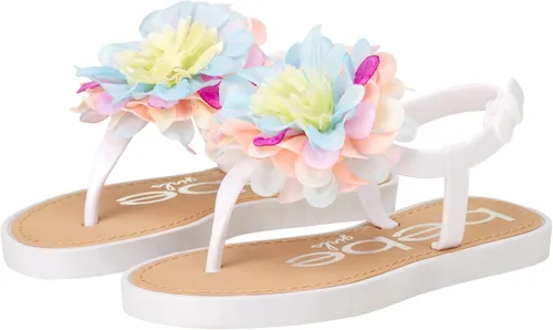 Vista 5 de bebe Sandalias para niña Sandalias con hebilla a presión para niños pequeños con flor de gasa Sandalias lindas para niñas (bebéniña pequeña)