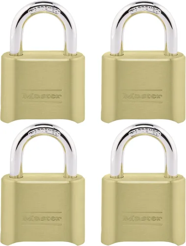 Vista 8 de Master Lock Candado de Combinación Dorado, Cerradura de Portón para Valla o Cobertizo al Aire Libre, Cerradura Pequeña con Código Personalizable