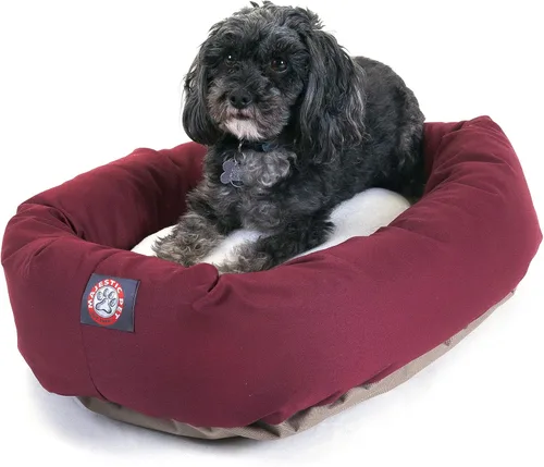 Vista 31 de Cama para perros Bagel de 40 pulgadas negra y Sherpa de Majestic Pet Products Negro