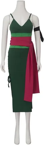 Vista 2 de Zoro Wano - Vestido sexy para mujer, traje completo de fiesta de cosplay de Roronoa Zoro para mujeres adultas