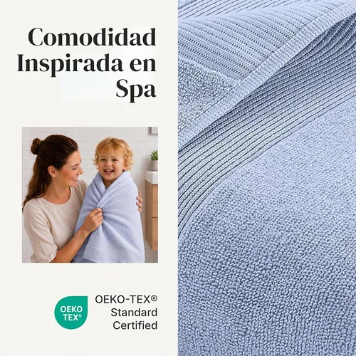 Vista 4 de Modern Threads Air Cloud - Juego de toallas de 6 piezas, 100% algodón sin torsión, 500 GSM, secado rápido y felpa, color azul