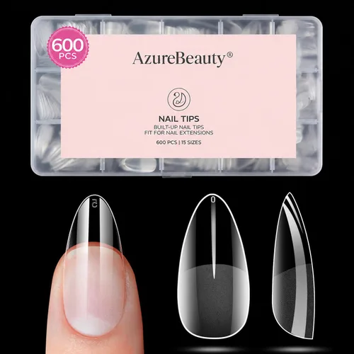 Vista 20 de Puntas de uñas cortas de almendra, 600 puntas de uñas de gel suave Almendra Corta