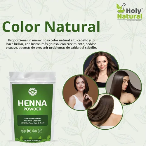 Vista 6 de Polvo de henna para tinte para cabello y barba - Certificado USDA y 100% natural, sin químicos, sin OMG