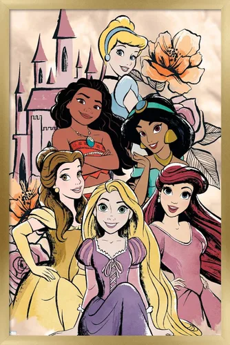 Vista 14 de Disney Ultimate Princess Celebration - Póster de pared de grupo castillo, 22.4 pulgadas de largo x 14.7 pulgadas de ancho, versión enmarcada