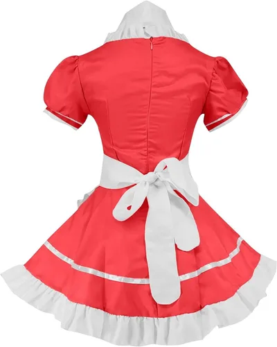 Vista 3 de bawilom Disfraz de sirvienta japonesa para mujer, talla grande, disfraz de anime, cosplay, Halloween, vestido de lolita, vestido de camarera