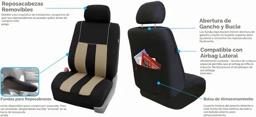 Vista 5 de FH Group Juego completo de fundas de asiento de coche de tres filas a rayas, compatible con bolsas de aire y listas para dividir, ajuste universal