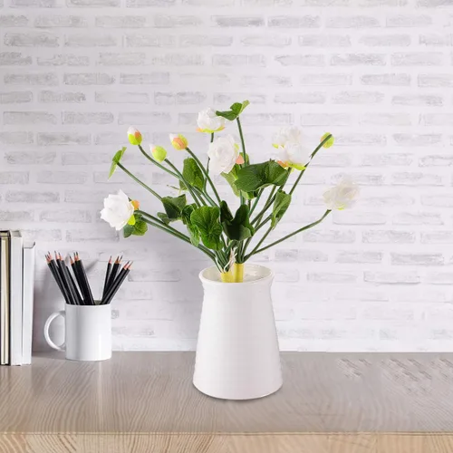 Vista 9 de BESTOYARD 2 piezas de flores artificiales de loto, flores de lirio de agua, plantas florales, tallos de vegetación, arreglo de flores falsas