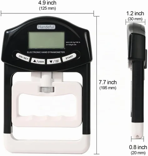 Vista 3 de Handeful Grip Strength Tester, Hand Grip Dynamometer (198Lbs / 90Kgs), Electronic Handgrip Testing for Sports Home School Use