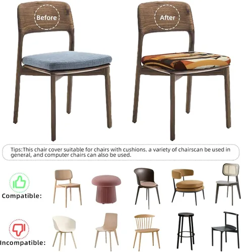 Vista 5 de Juego de 2 fundas de asiento extraíbles para silla de comedor, mujeres africanas, fundas elásticas para silla de oficina y cocina, protector