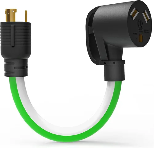 Vista 9 de Cable adaptador RV de 15 amperios a 30 amperios y 110 voltios, cable adaptador de 12 pulgadas NEMA 5-15P macho a TT-30R hembra, convertidor