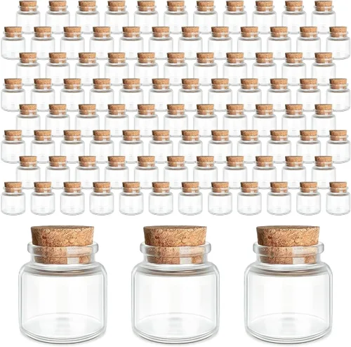 Vista 7 de JIUYUE 15 piezas de botellas de vidrio de 10 ml con corcho, frascos de vidrio pequeños, botellas de almacenamiento para líquidos