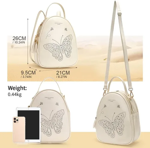 Vista 3 de APHISON Mochila grande de moda, mochila pequeña, color blanco