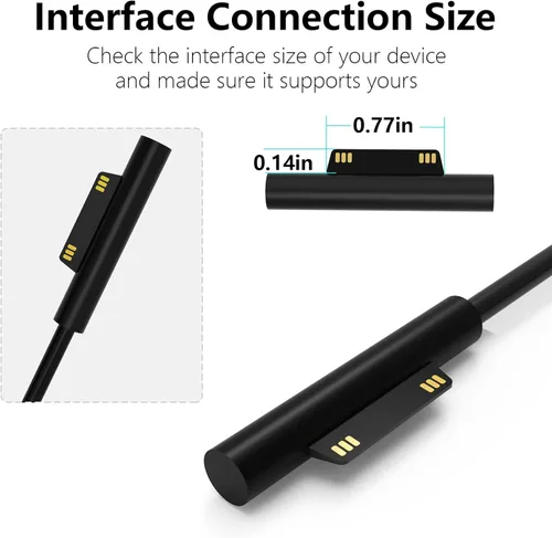 Vista 2 de Cargador Surface Pro de 65 W, 44 W, compatible con Microsoft Surface Pro 11 10 9 8 7+ 7 6 5 4 3 X portátil, cable de alimentación adaptador