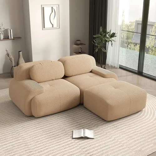 Vista 81 de Sofá biplaza moderno de 80 pulgadas para sala de estar, sofá de pana en forma de nube con asiento profundo, sofá modular negro, sofás de dos plazas