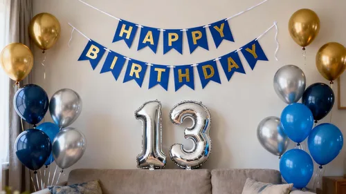 Vista 10 de Decoración de fiesta de cumpleaños número 11 para niños, pancarta de feliz cumpleaños, globos azules del número 11, globos metálicos plateados