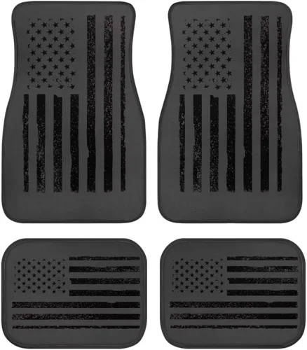 Vista 44 de Yewattles 250th American Flag - 4 alfombrillas para automóvil, sedán, camioneta, SUV, camión, forro delantero y trasero, tapete protector