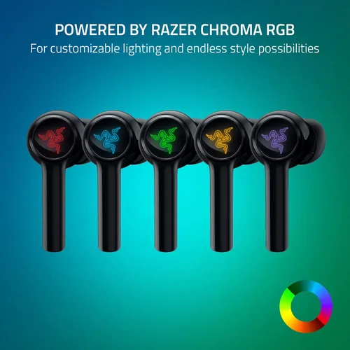 Vista 6 de Razer Hammerhead HyperSpeed Wireless Multi-Platform Gaming Earbuds for Xbox Series XS, Xbox One, PC, Mobile ANC - Noise Cancelling Mic - Bluetooth