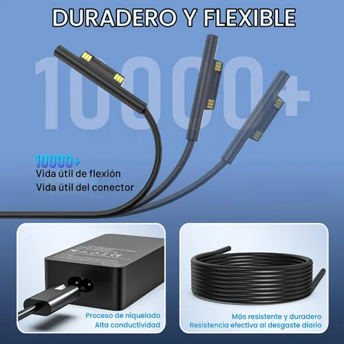 Vista 7 de Cargador Surface Book de 127 W compatible con Microsoft Surface Book 3 2 1, Surface Pro 10 9, 8, 7+, 7, 6, 5, 4, 3, X, Windows Surface Laptop/Go