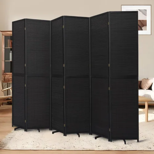 Vista 8 de Divisor de pared de bambú de 6 paneles, 106 pulgadas de ancho x 67 pulgadas de alto, diseño plegable con base extra estable, pantalla divisora