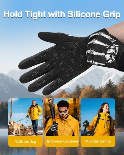 Vista 5 de RIGWARL Guantes impermeables para clima frío y frío, guantes de invierno para hombres y mujeres con pantalla táctil