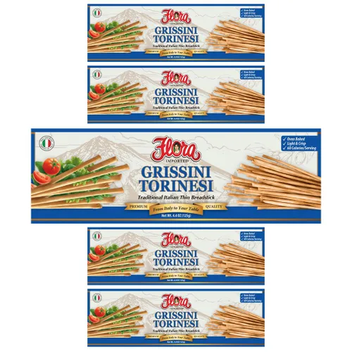 Vista 9 de Flora Grissini Torinesi - Palitos de pan finos italianos tradicionales, horneados al horno y ligeramente crujientes, auténtico aperitivo importado