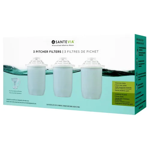 Vista 3 de Santevia Filtros de repuesto para jarra de filtro de agua, paquete de 3, compatibles solo con jarras Santevia clásicas, alcalinos, añade minerales