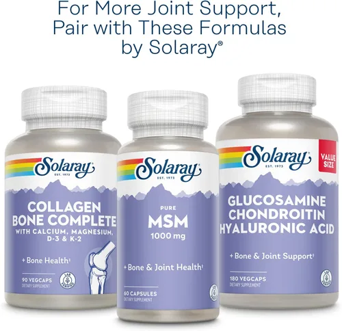 Vista 6 de SOLARAY Sulfato de glucosamina de 1500 mg con cúrcuma y boswellia, apoyo para la salud de las articulaciones, 60 cápsulas vegetales (30 porciones)