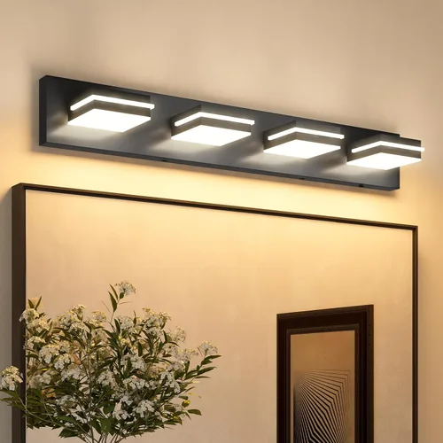 Vista 18 de VOLISUN 5CCT - Lámparas de baño regulables sobre el espejo, modernas lámparas de tocador de baño, cabezal giratorio de 360°, luces LED negras