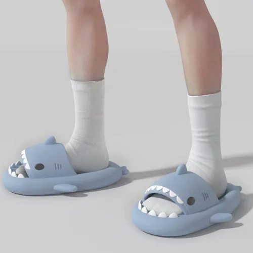 Vista 9 de XPKWS Sandalias de tiburón para mujeres y hombres, unisex, pantuflas de nube para adultos, sandalias de playa con suela gruesa