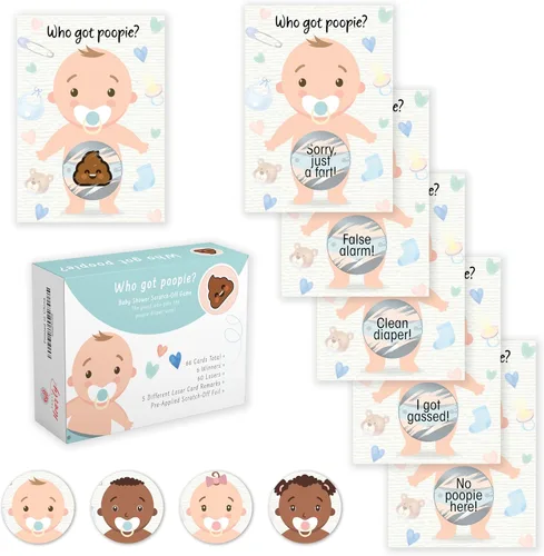 Vista 16 de Party Hearty Deliciosa diversión para baby shower – 50 divertidos arañazos de Poopie – Ideal para todos los géneros 50 tarjetas, divertida