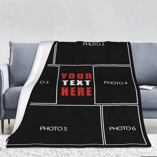Vista 12 de Manta personalizada con fotos, texto, Manta de franela personalizada con imagen, para regalos de cumpleaños de adultos o niños, Navidad, Noche