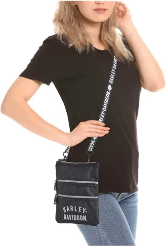 Vista 4 de Harley-Davidson Bolso bandolera de goma H-D para mujer, color negro y blanco roto